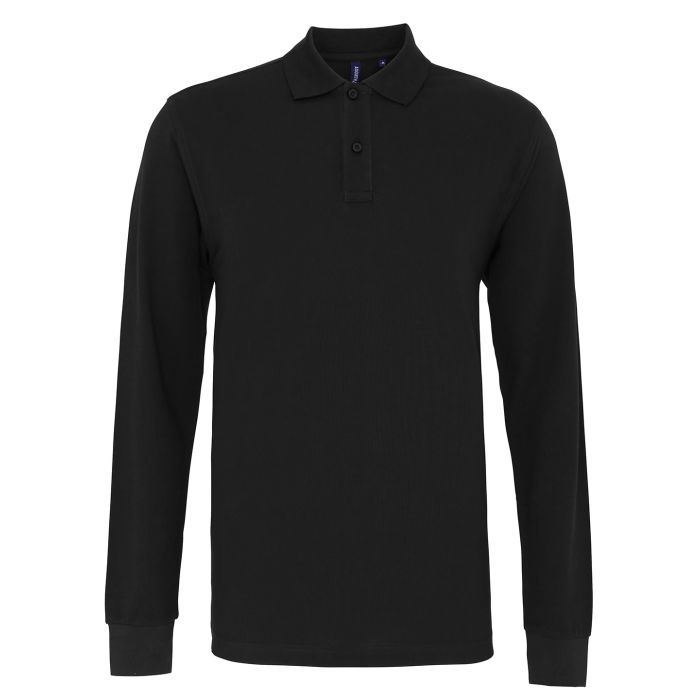 Men's classic fit long sleeved polo - Black - S Men's classic fit long sleeved polo - Black - S