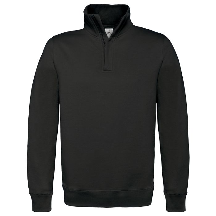 B&C ID.004 ¼ zip sweatshirt - Black - M B&C ID.004 ¼ zip sweatshirt - Black - M