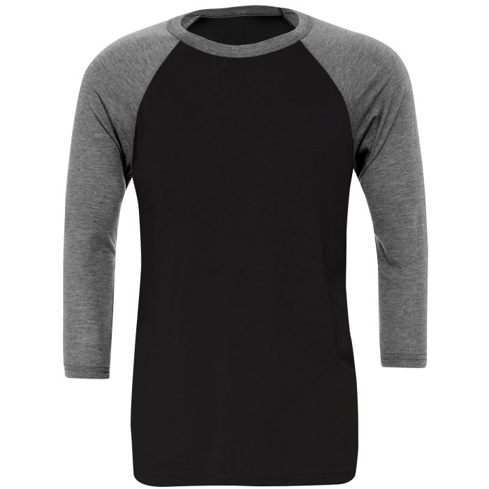 Unisex triblend ¾ sleeve baseball t-shirt - Black/Deep Heather - S Unisex triblend ¾ sleeve baseball t-shirt - Black/Deep Heather - S
