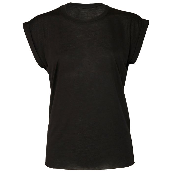 Women's flowy muscle tee with rolled cuff - Black - S Women's flowy muscle tee with rolled cuff - Black - S