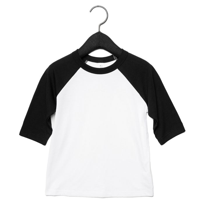 Toddler ¾ sleeve baseball tee - White/Black - 2T Toddler ¾ sleeve baseball tee - White/Black - 2T