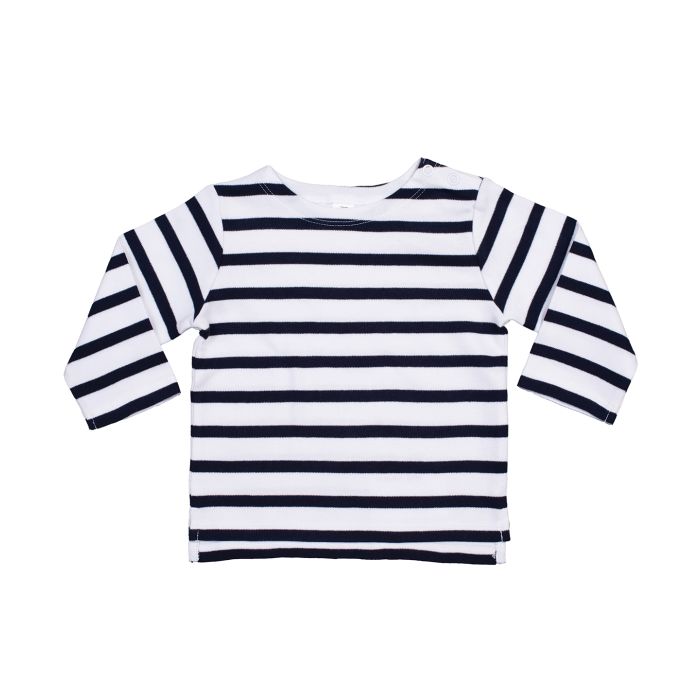 Baby Breton top - Organic White/Nautical Navy - 3/6 Months Baby Breton top - Organic White/Nautical Navy - 3/6 Months