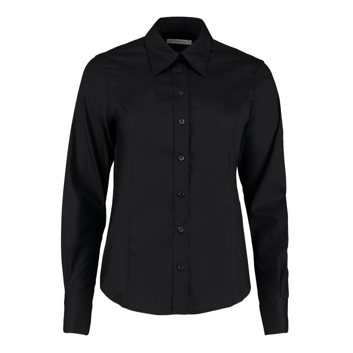 Women's corporate Oxford blouse long-sleeved (tailored fit) - Black* - Wom 6 Women's corporate Oxford blouse long-sleeved (tailored fit) - Black* - Wom 6