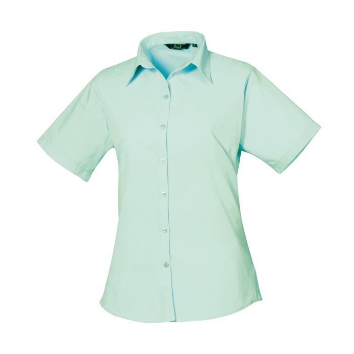 Women's short sleeve poplin blouse - Aqua - Wom 6 Women's short sleeve poplin blouse - Aqua - Wom 6