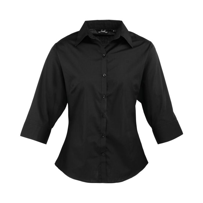 Women's ¾ sleeve poplin blouse - Black* - Wom 6 Women's ¾ sleeve poplin blouse - Black* - Wom 6