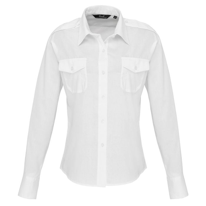 Women's long sleeve pilot shirt - White - Wom 8 Women's long sleeve pilot shirt - White - Wom 8
