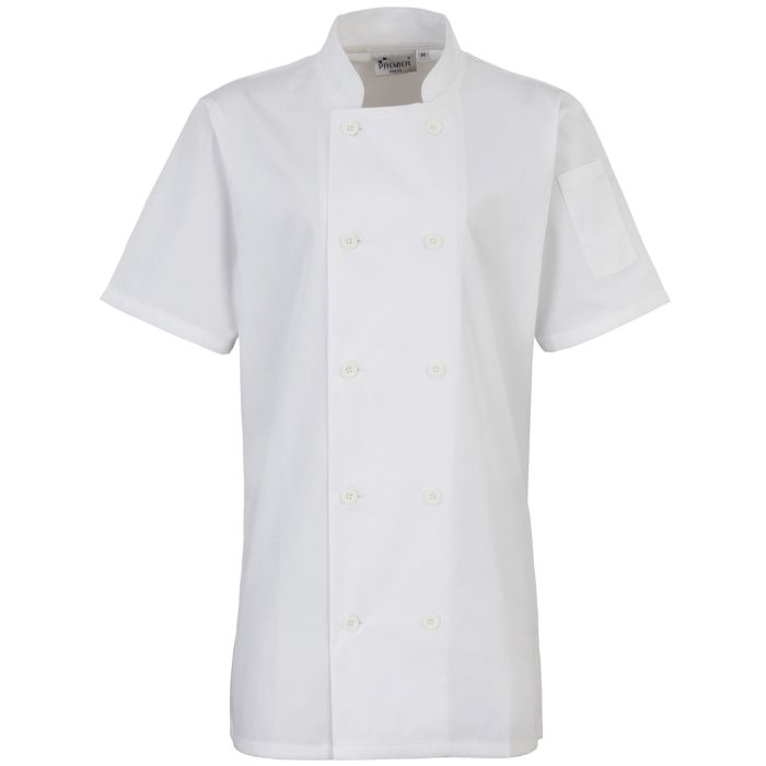 Women's short sleeve chef's jacket - White - S Women's short sleeve chef's jacket - White - S