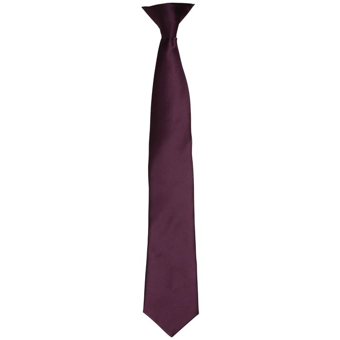 'Colours' satin clip tie - Aubergine - One size 'Colours' satin clip tie - Aubergine - One size