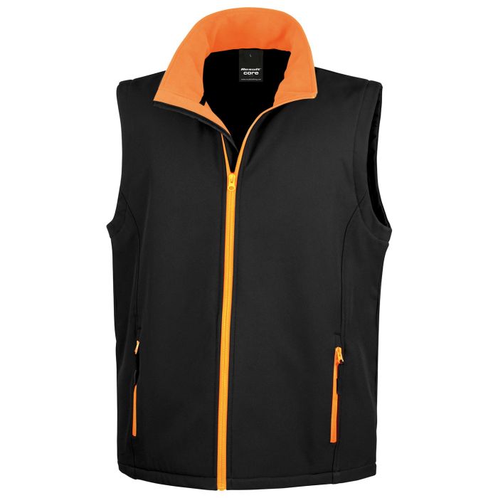 Printable softshell bodywarmer - Black/Orange - S Printable softshell bodywarmer - Black/Orange - S