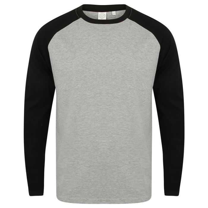 Long sleeve baseball t-shirt - Heather Grey/Black - XS Long sleeve baseball t-shirt - Heather Grey/Black - XS