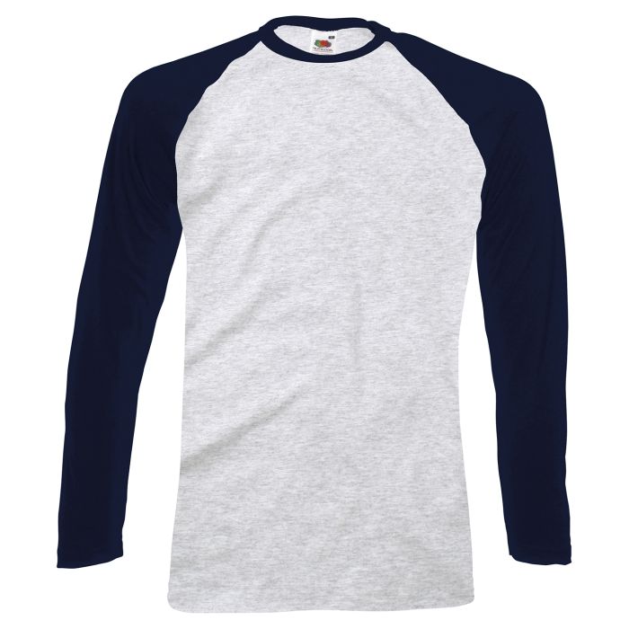 Long sleeve baseball T - Heather Grey/Deep Navy - S Long sleeve baseball T - Heather Grey/Deep Navy - S