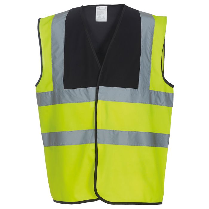 Hi-vis 2-band-and-braces waistcoat (HVW100) - Black Yoke/Yellow - S Hi-vis 2-band-and-braces waistcoat (HVW100) - Black Yoke/Yellow - S
