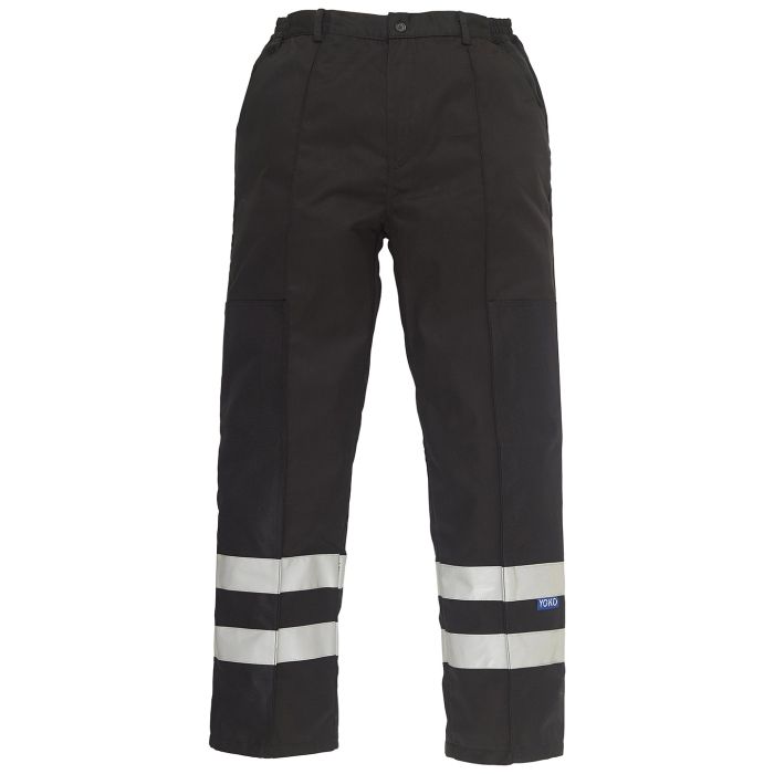Reflective polycotton ballistic trousers (BS015T) - Black - 30 Reg
