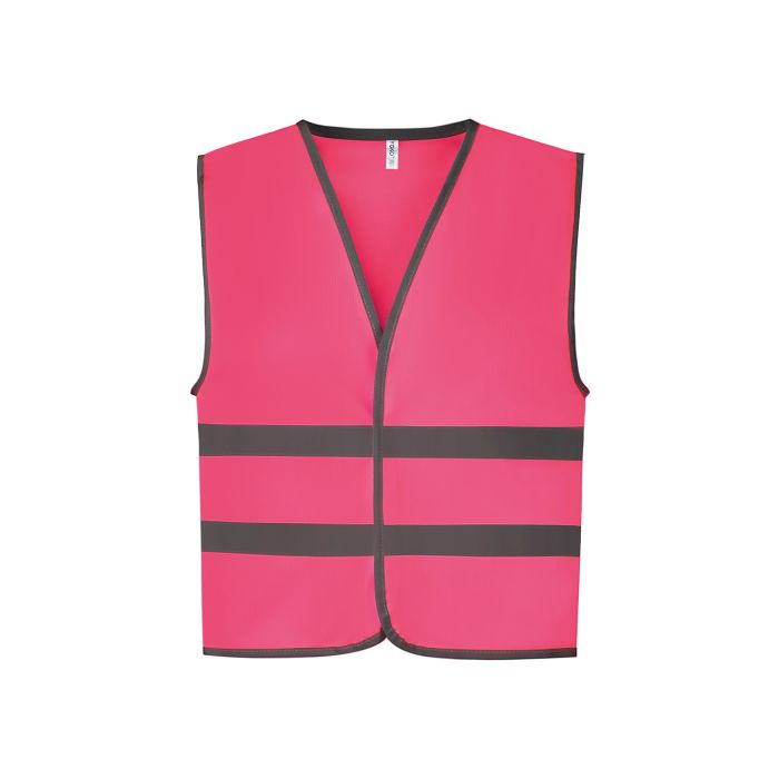 Hi-vis reflective border kids waistcoat (HVW102CH) - Fluo Pink - S Hi-vis reflective border kids waistcoat (HVW102CH) - Fluo Pink - S