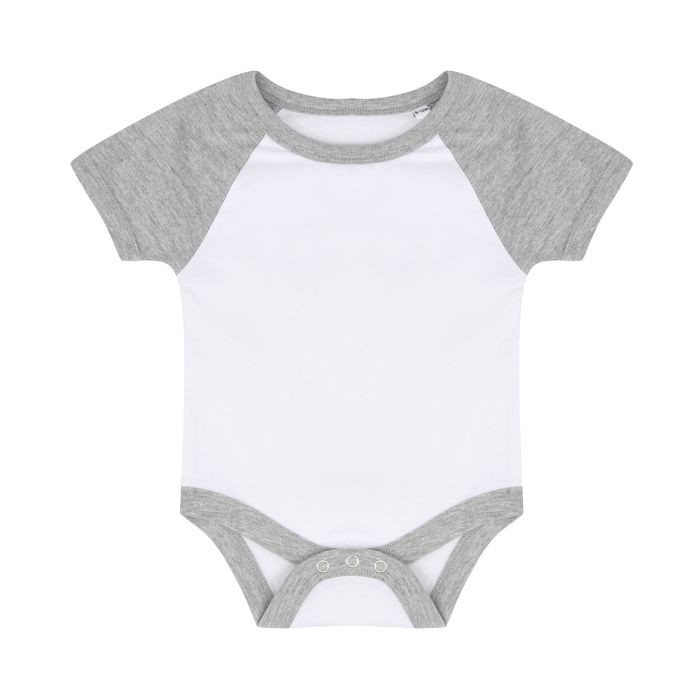 Essential short-sleeved baseball bodysuit - White/Heather Grey - 0/3 Months Essential short-sleeved baseball bodysuit - White/Heather Grey - 0/3 Months