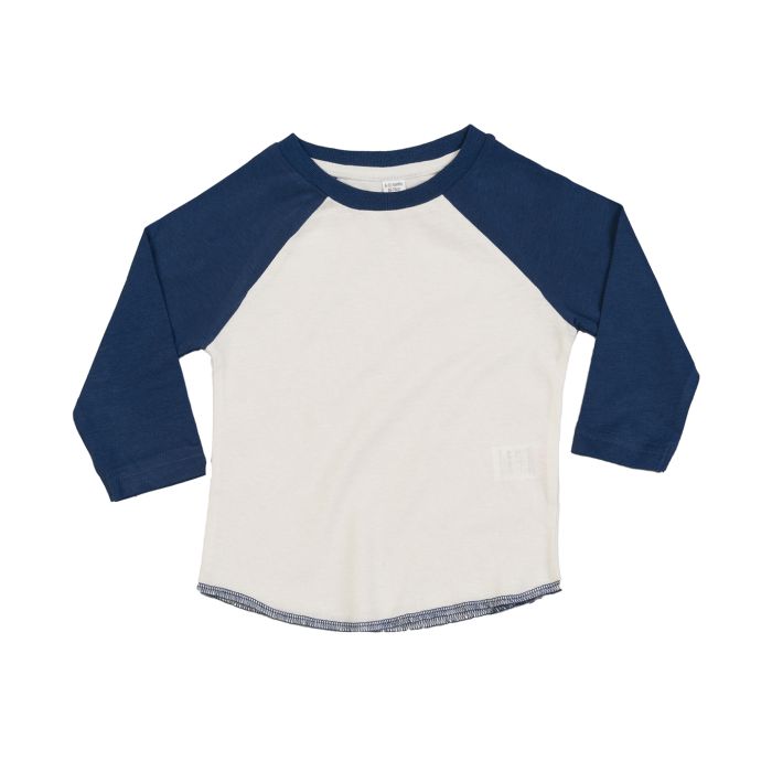 Baby baseball T - Organic Washed White/Swiss Navy - 12/18 Months Baby baseball T - Organic Washed White/Swiss Navy - 12/18 Months