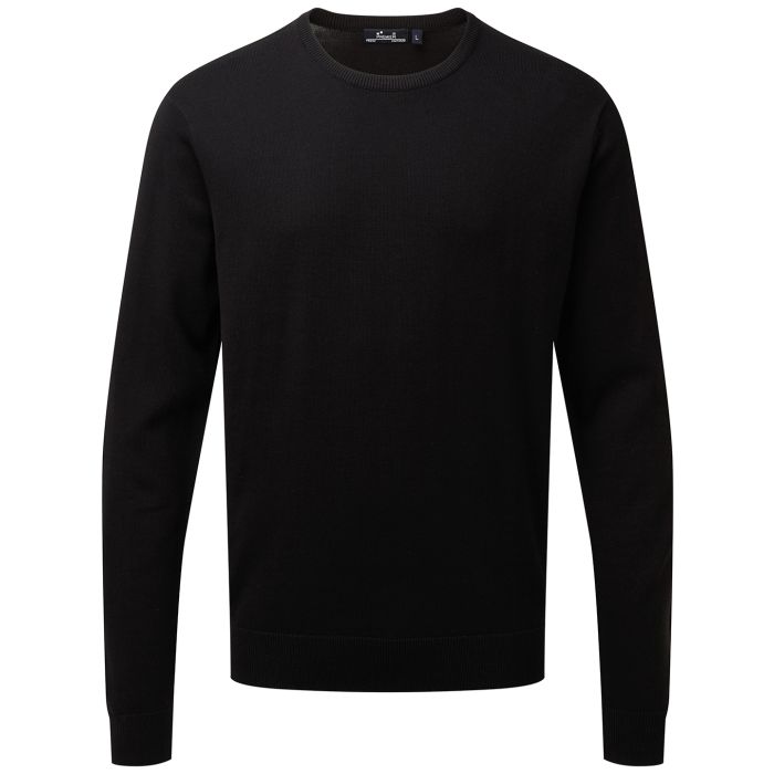 Crew neck cotton-rich knitted sweater - Black - XXS Crew neck cotton-rich knitted sweater - Black - XXS