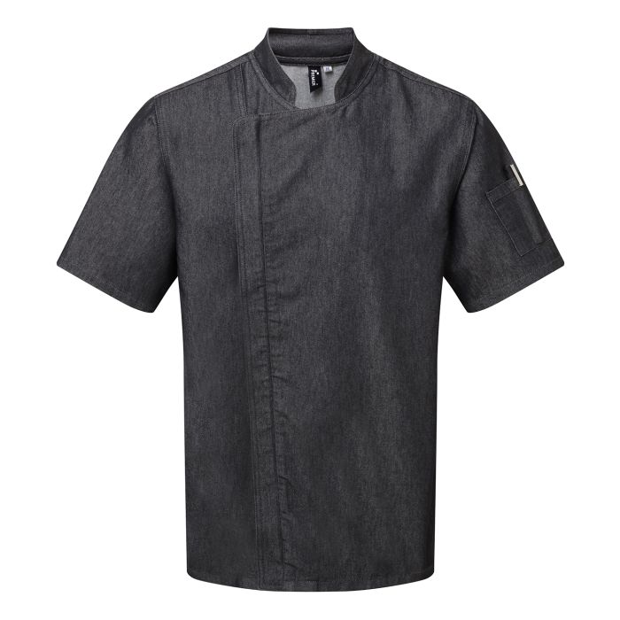 Chef's zip-close short sleeve jacket - Black Denim - XS Chef's zip-close short sleeve jacket - Black Denim - XS