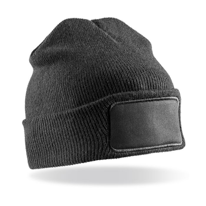 Double-knit printers beanie - Black - One size Double-knit printers beanie - Black - One size