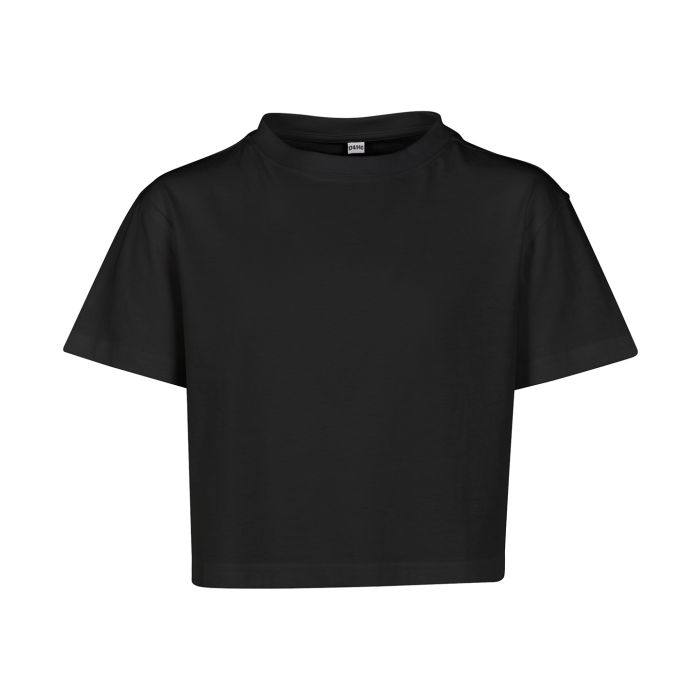 Girls cropped Jersey tee - Black - 4/6 Years Girls cropped Jersey tee - Black - 4/6 Years