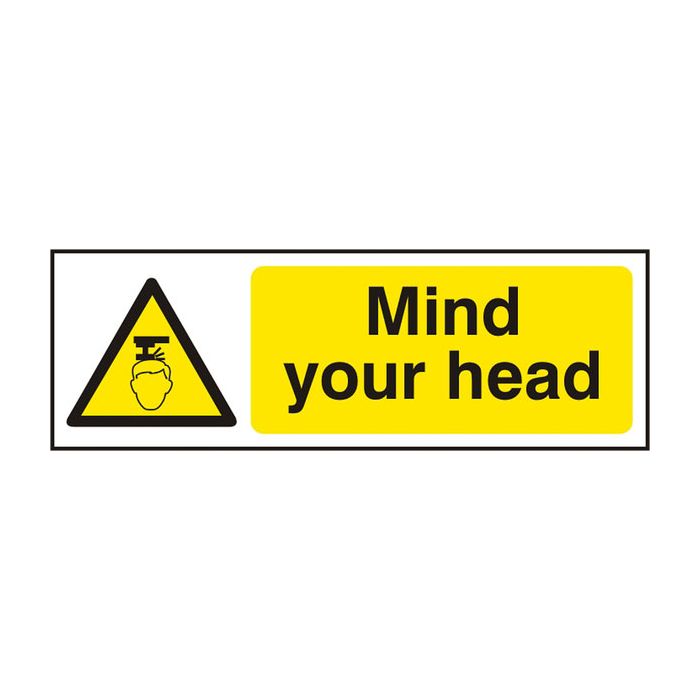 MIND YOUR HEAD SAV 300MM X 100MM - White/Yellow MIND YOUR HEAD SAV 300MM X 100MM - White/Yellow