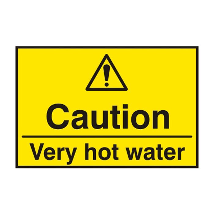 CAUTION HOT WATER SAV 75MM X 50MM - Yellow CAUTION HOT WATER SAV 75MM X 50MM - Yellow