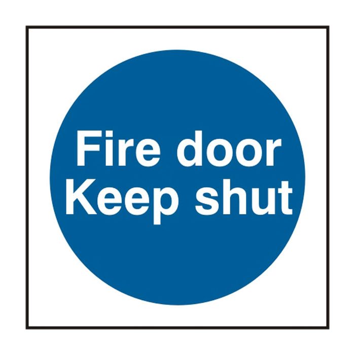FIRE DOOR KEEP SHUT RPVC 100MM X 100MM - White/Blue FIRE DOOR KEEP SHUT RPVC 100MM X 100MM - White/Blue