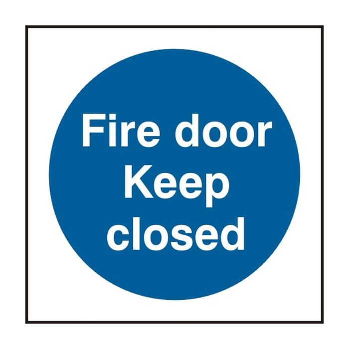 FIRE DOOR KEEP CLOSED SAV 150MM X 150MM - White/Blue FIRE DOOR KEEP CLOSED SAV 150MM X 150MM - White/Blue