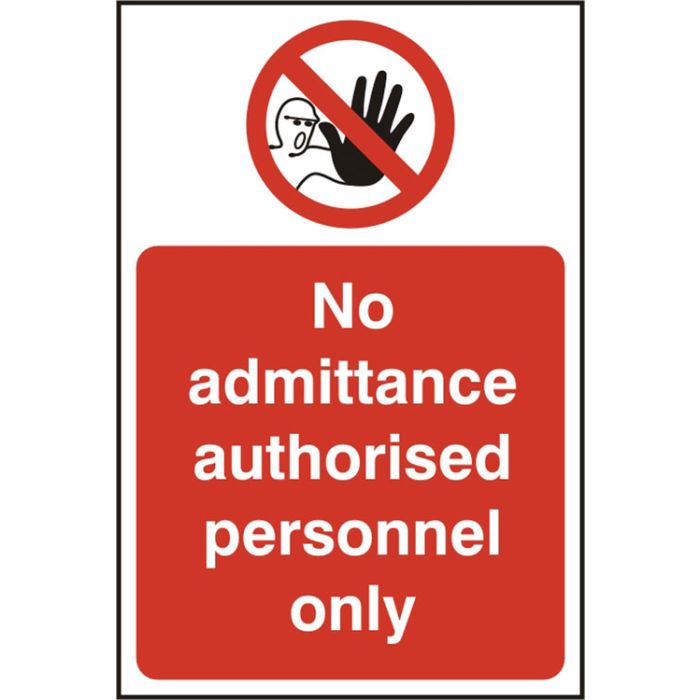 AUTHORISED PERSONNEL SAV 200MM X 300MM - White/Red AUTHORISED PERSONNEL SAV 200MM X 300MM - White/Red