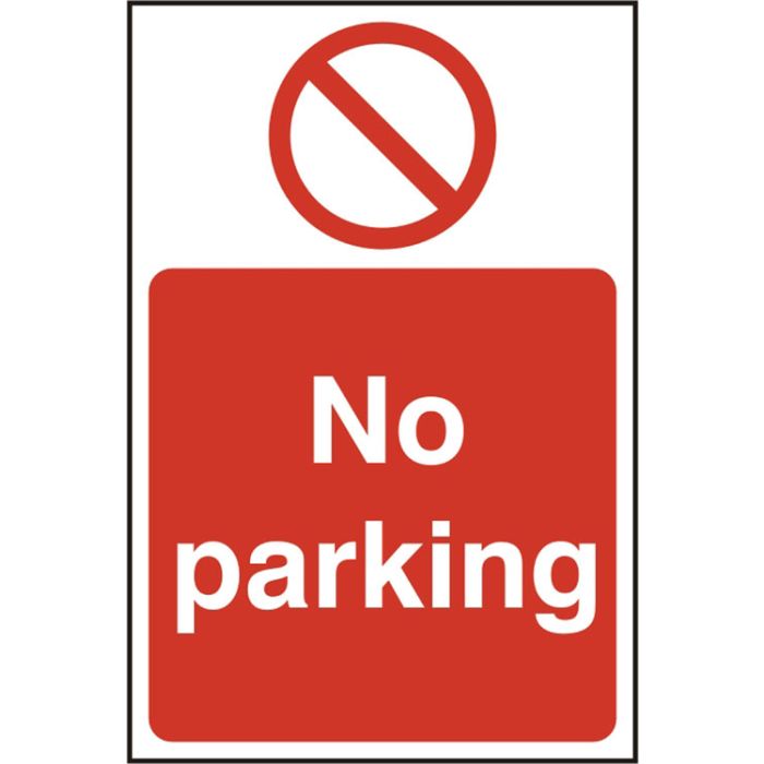 NO PARKING RPVC 200MM X 300MM - White/Red NO PARKING RPVC 200MM X 300MM - White/Red