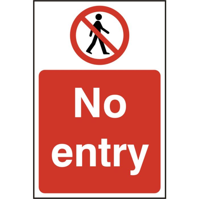 NO ENTRY SAV 200MM X 300MM - White/Red NO ENTRY SAV 200MM X 300MM - White/Red