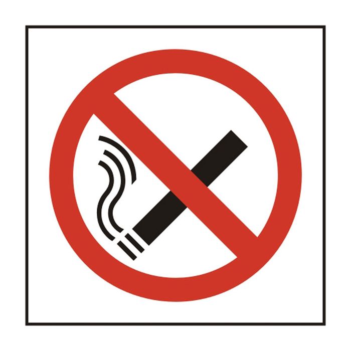 NO SMOKING SYMBOL SAV 100MM X 100MM - White NO SMOKING SYMBOL SAV 100MM X 100MM - White