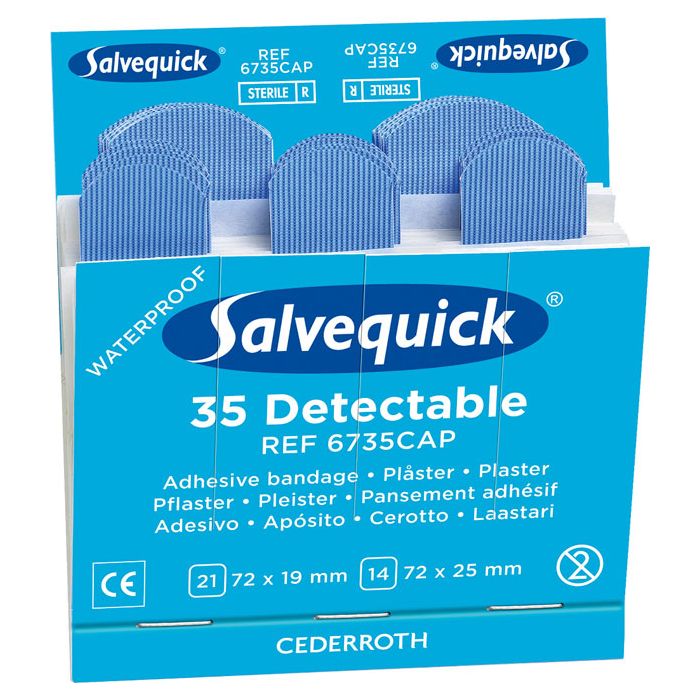 SALVEQUICK BLUE DETECTABLE PLASTERS REFILL - Blue SALVEQUICK BLUE DETECTABLE PLASTERS REFILL - Blue