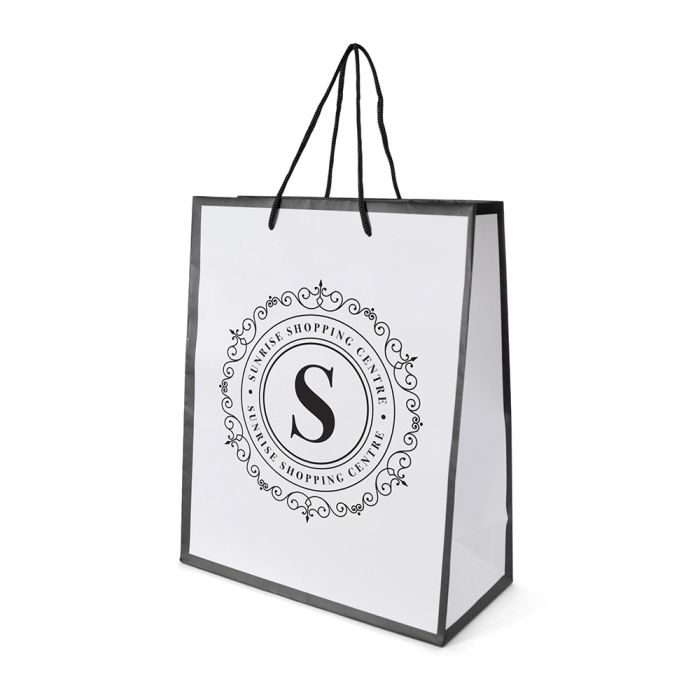 Newquay Medium Glossy Paper Bag-Black Newquay Medium Glossy Paper Bag-Black