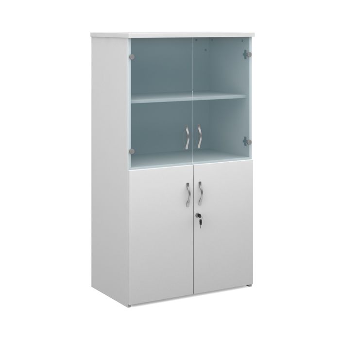 Duo combination unit with glass upper doors-White Duo combination unit with glass upper doors-White