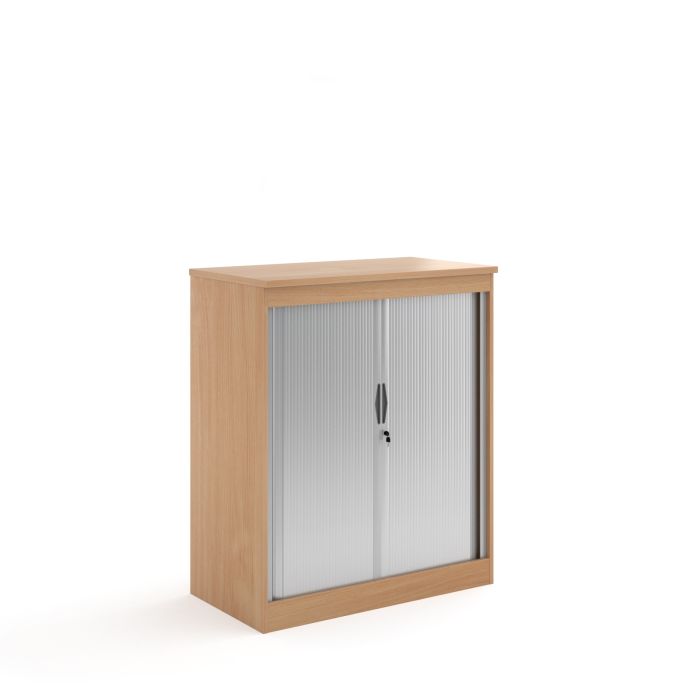 Systems horizontal tambour door cupboard-Beech Systems horizontal tambour door cupboard-Beech