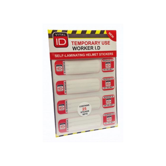 HARD HAT ID TEMP STICKERS PK25 - White HARD HAT ID TEMP STICKERS PK25 - White