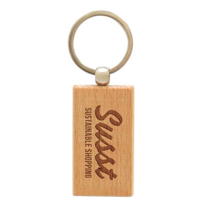 Rectangular Beech Wood Keyring Rectangular Beech Wood Keyring