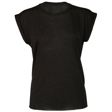 Women's flowy muscle tee with rolled cuff