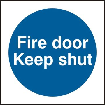 FIRE DOOR KEEP SHUT RPVC 100MM X 100MM - White/Blue