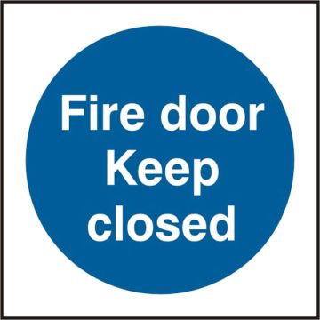 FIRE DOOR KEEP CLOSED SAV 150MM X 150MM - White/Blue