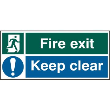 FIRE EXIT KEEP CLEAR RPVC 450MM X 200MM - White