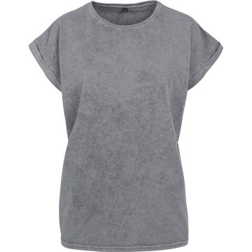 Women's acid washed extended shoulder tee