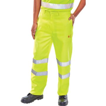 Beeswift Tesla Fire Retardant Hi-Vis Anti-Static Trousers