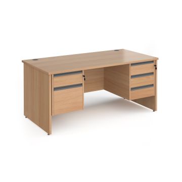 Contract 25 panel leg straight desk with 2 and 3 drawer peds